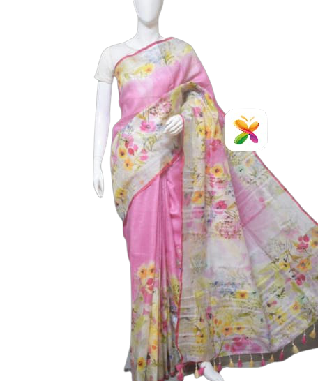 Pure linen digital print saree SILK ZONE