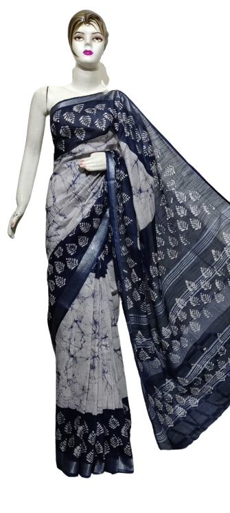 Cotton linen batik print saree Husain