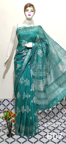 Cotton linen batik print saree Husain