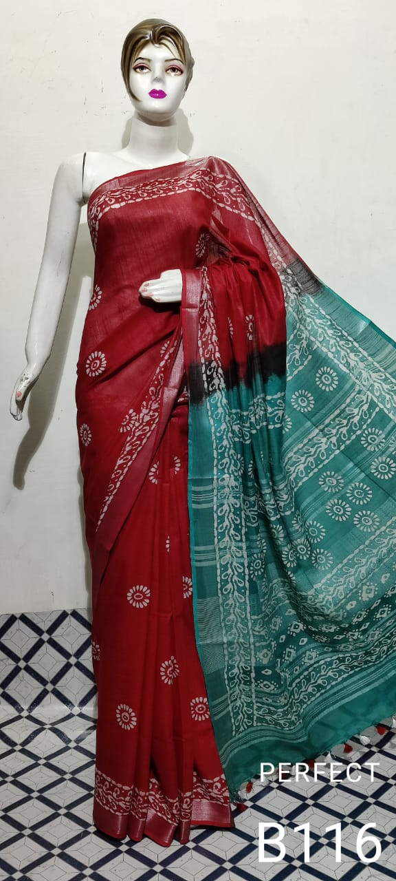 Cotton linen batik print suit Husain