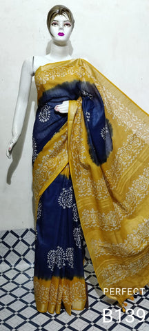 Cotton linen batik print saree Husain