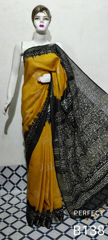 Cotton linen batik print saree Husain