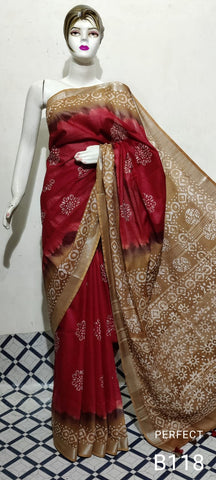 Cotton linen batik print saree Husain