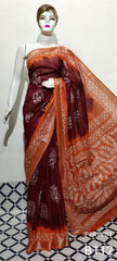 Cotton linen batik print saree Husain