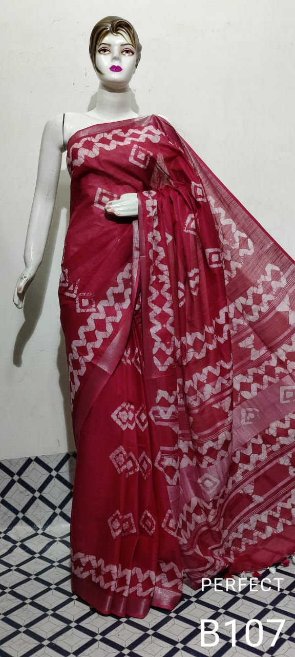 Cotton linen batik print saree Husain