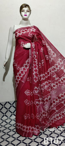 Cotton linen batik print saree Husain