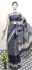 Cotton linen batik print saree Husain