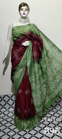 Cotton linen batik print saree Husain