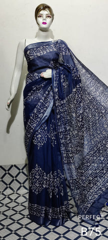 Cotton linen batik print saree Husain