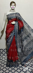 Cotton linen batik print saree Husain