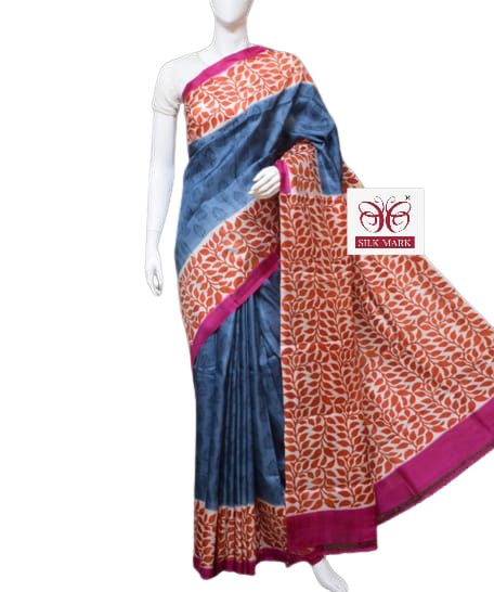 Pure Tussar Silk print saree