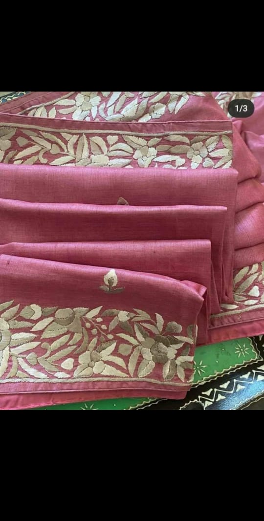 Tussar silk hand embroidery saree SILK ZONE