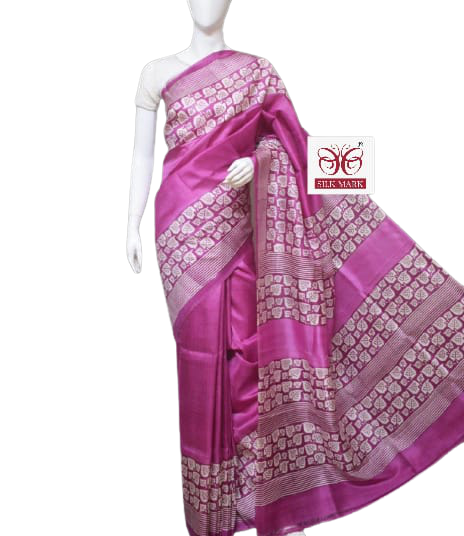 Pure Tussar Silk print saree