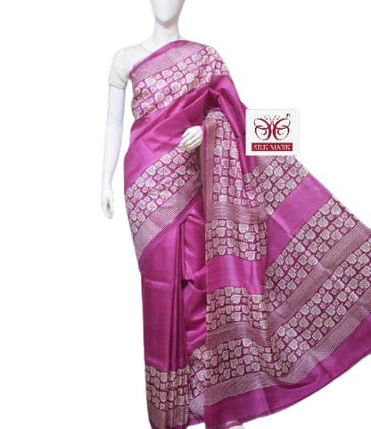 Pure Tussar Silk print saree