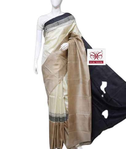 Pure Tussar Silk print saree