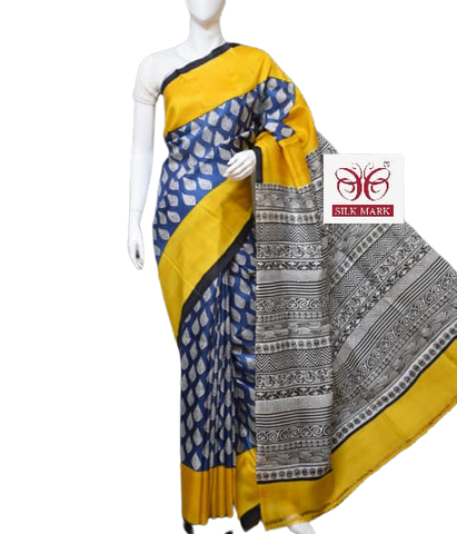 Pure Tussar Silk print saree