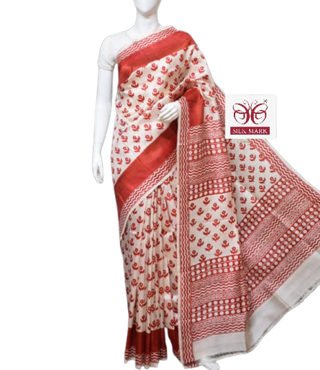 Pure Tussar Silk print saree