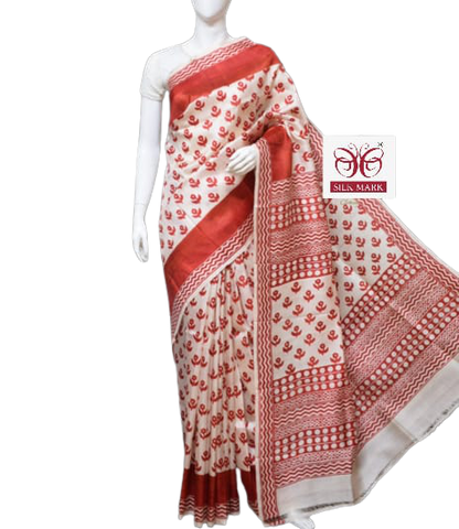 Pure Tussar Silk print saree