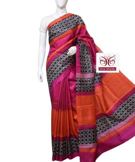 Pure Tussar Silk print saree