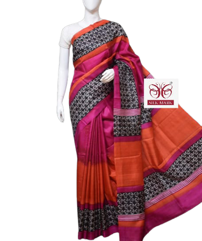 Pure Tussar Silk print saree