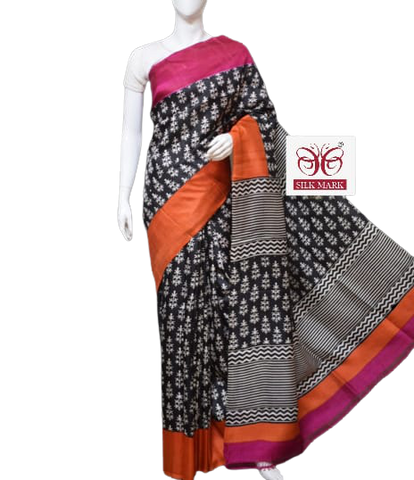 Pure Tussar Silk print saree