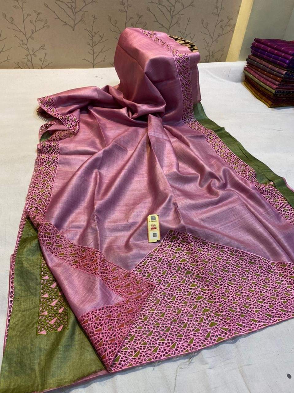 Tussar silk hand embroidery saree SILK ZONE