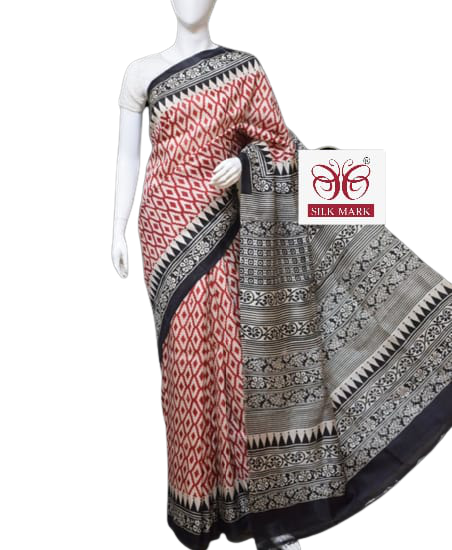 Pure Tussar Silk print saree