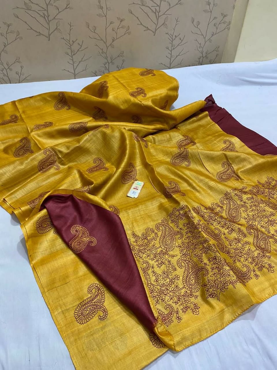 Tussar silk hand embroidery saree SILK ZONE