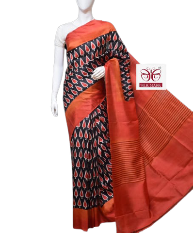 Pure Tussar Silk print saree