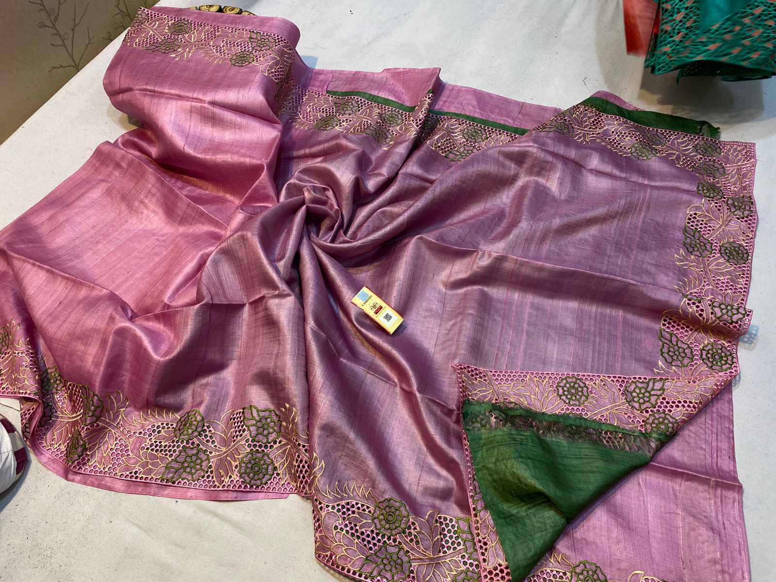 Tussar silk hand embroidery saree SILK ZONE