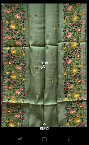 Tussar silk hand embroidery saree SILK ZONE