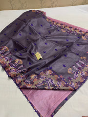 Tussar silk hand embroidery saree SILK ZONE