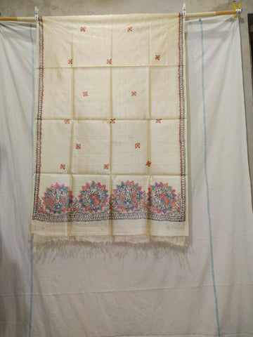 Tussar silk hand kalamkari paint dupatta SILK ZONE