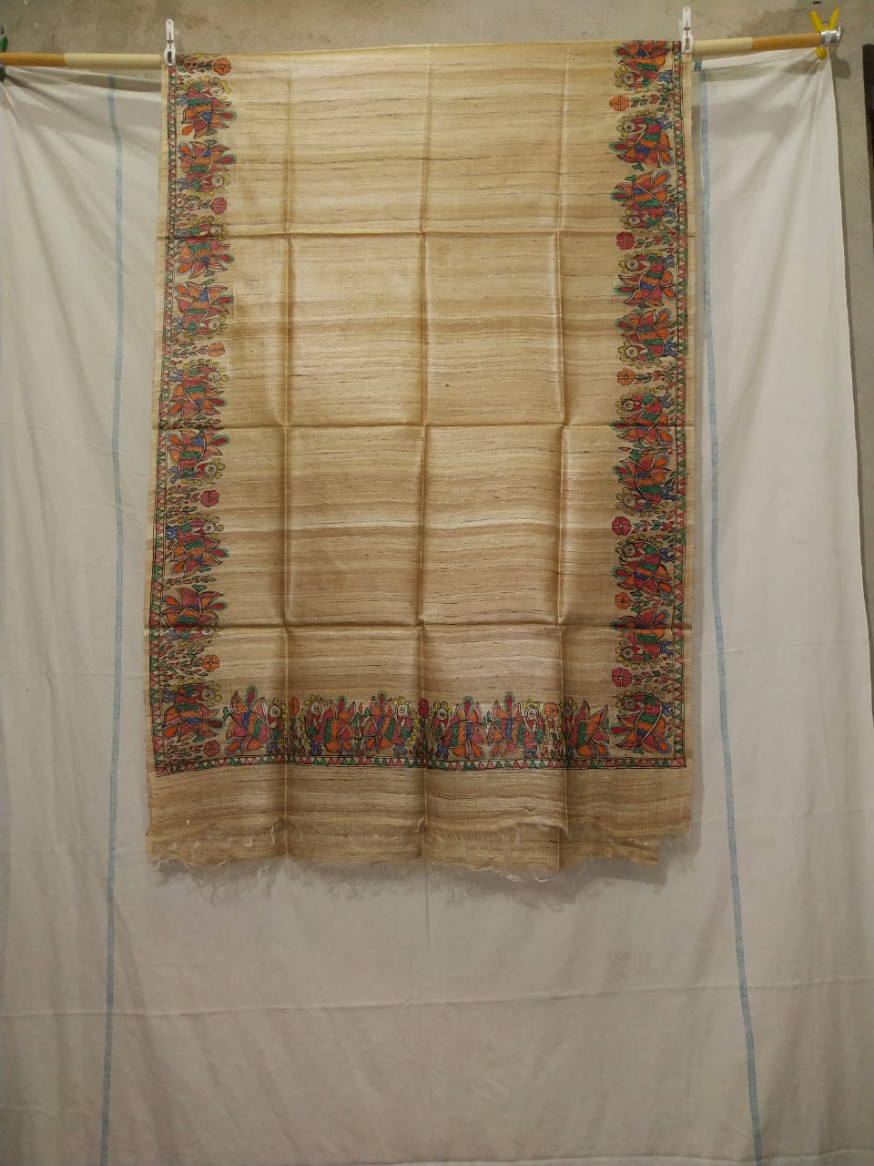 Tussar silk hand kalamkari paint dupatta SILK ZONE