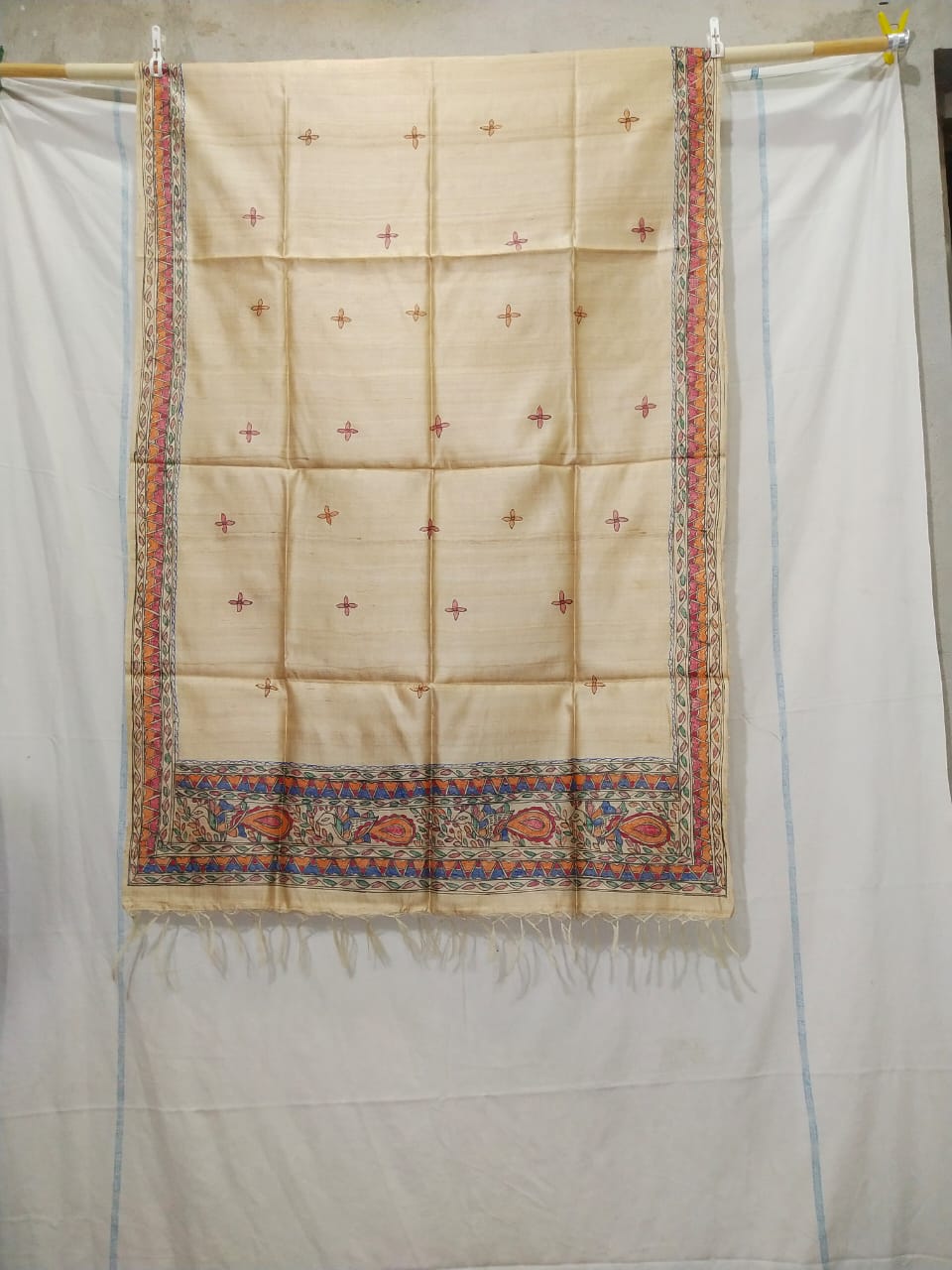 Tussar silk hand kalamkari paint dupatta SILK ZONE