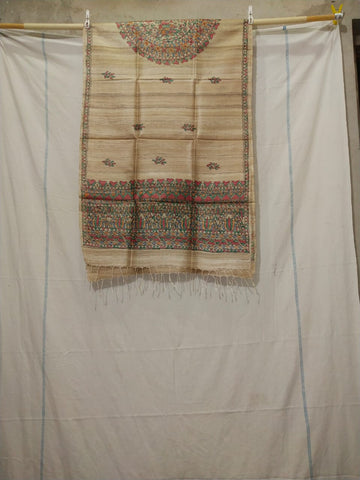 Tussar silk hand kalamkari paint dupatta SILK ZONE