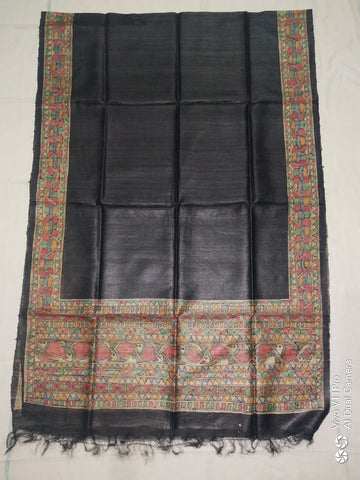 Tussar silk hand kalamkari paint dupatta SILK ZONE