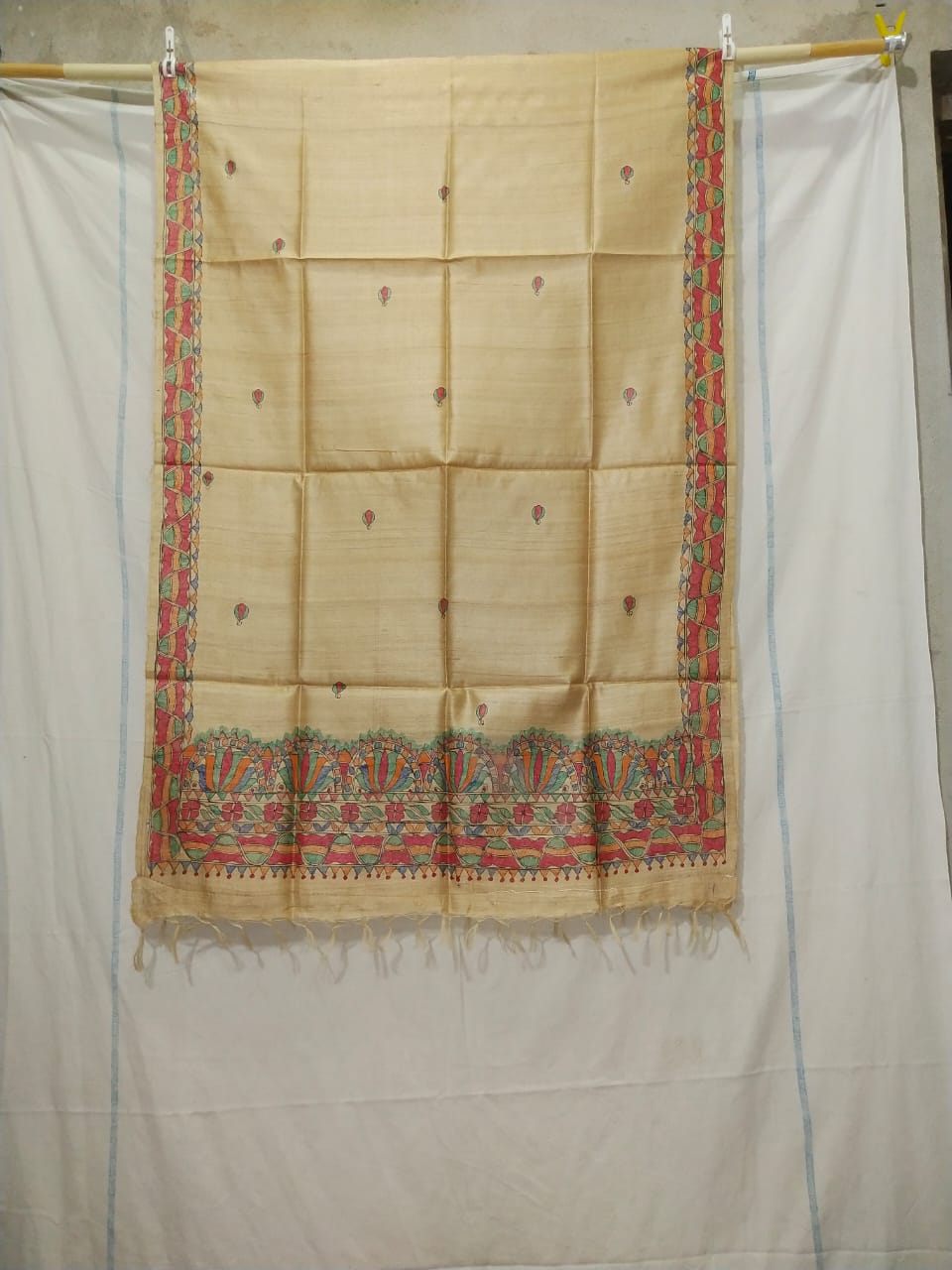 Tussar silk hand kalamkari dupatta SILK ZONE