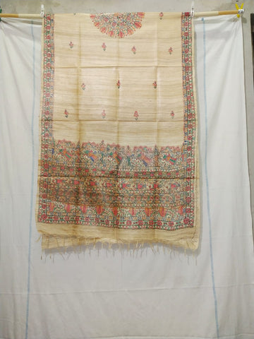 Tussar silk hand kalamkari dupatta SILK ZONE