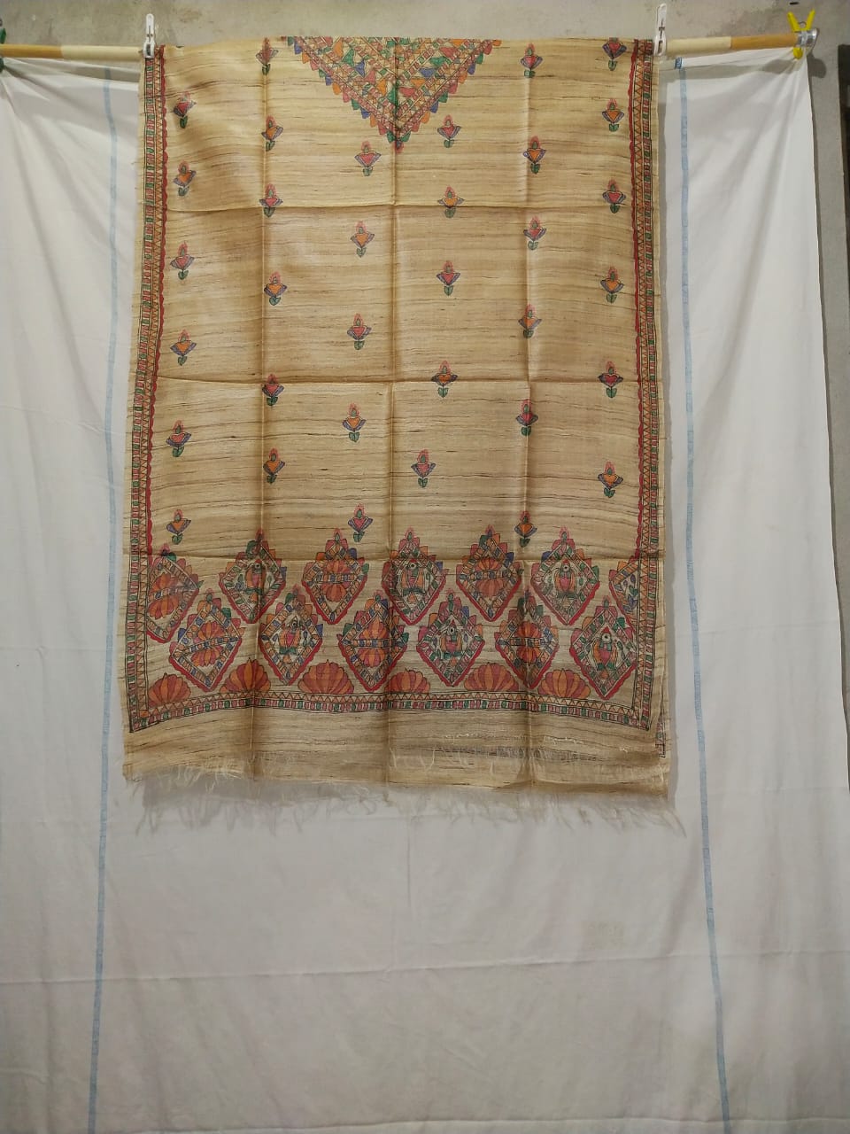 Tussar silk hand kalamkari paint dupatta SILK ZONE