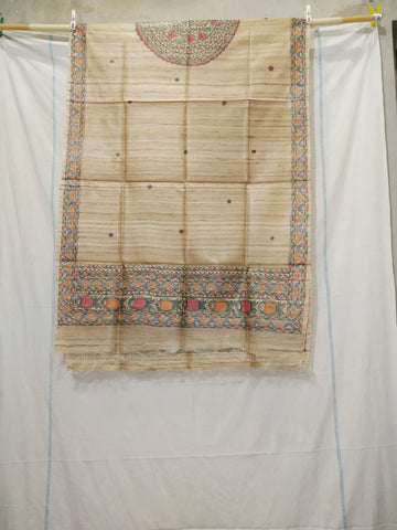 Tussar silk hand kalamkari paint dupatta SILK ZONE