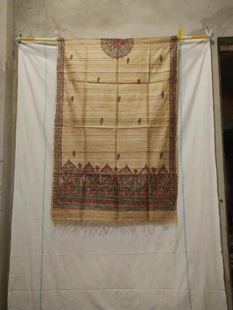 Tussar silk hand kalamkari paint is SILK ZONE