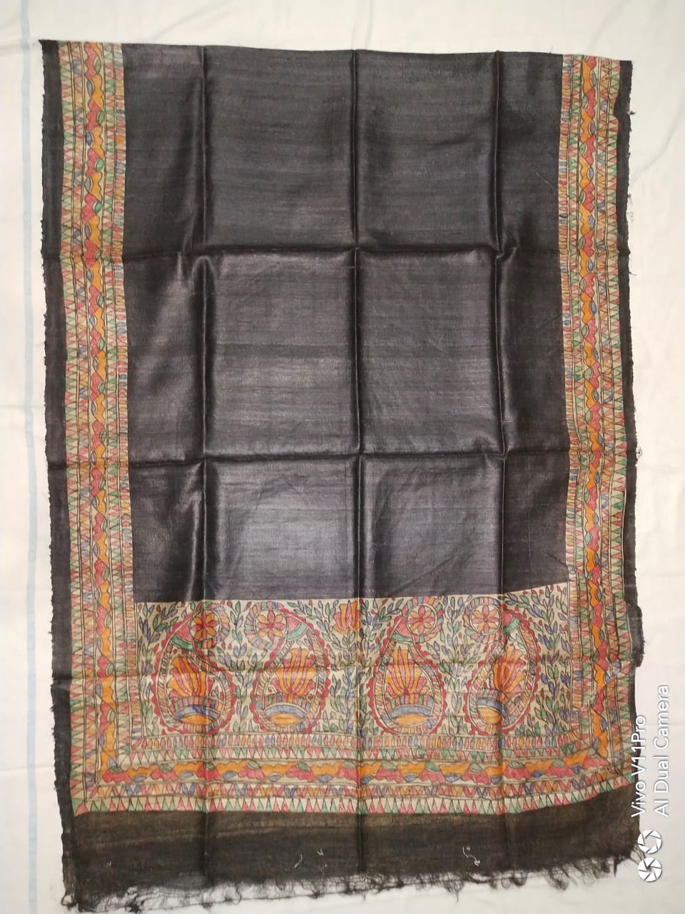 Tussar silk hand kalamkari paint dupatta SILK ZONE