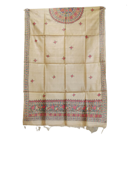 Tussar silk hand kalamkari paint dupatta SILK ZONE