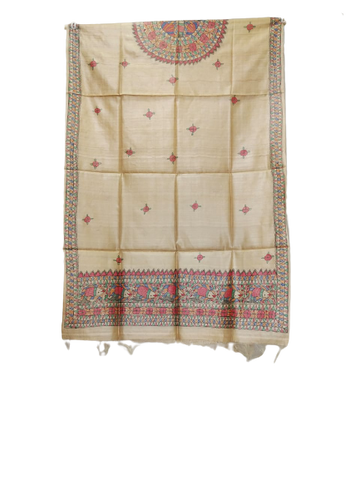 Tussar silk hand kalamkari paint dupatta SILK ZONE