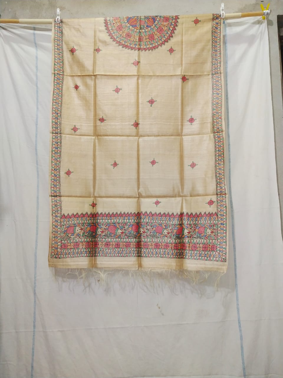 Tussar silk hand kalamkari paint dupatta SILK ZONE