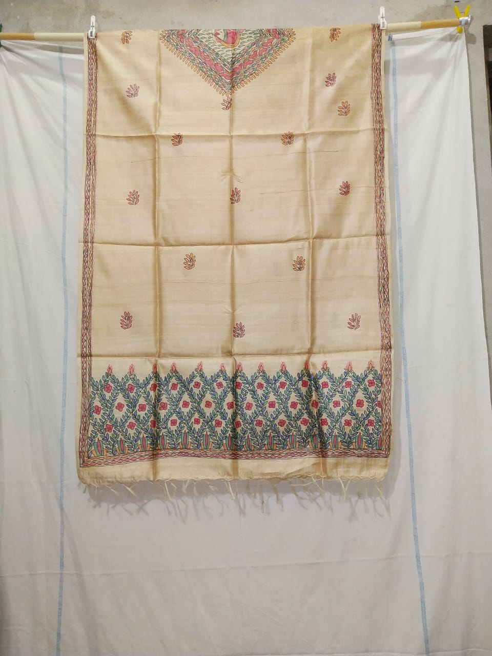 Tussar silk hand kalamkari paint dupatta silk dupatta