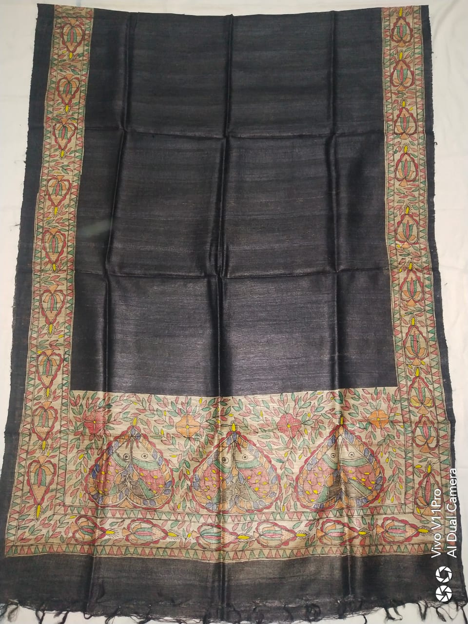 Tussar silk hand kalamkari paint dupatta SILK ZONE