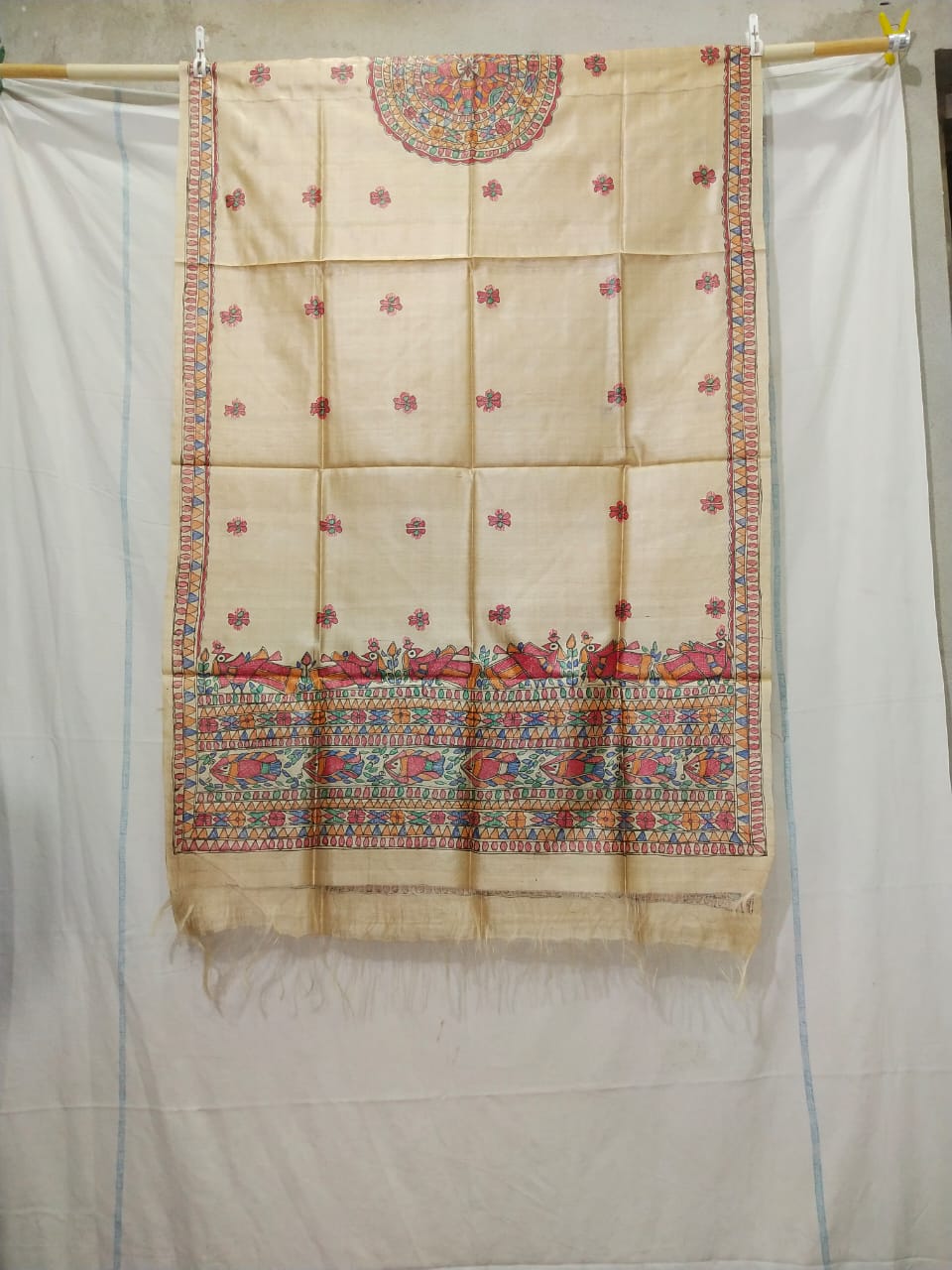 Tussar silk hand kalamkari paint dupatta SILK ZONE