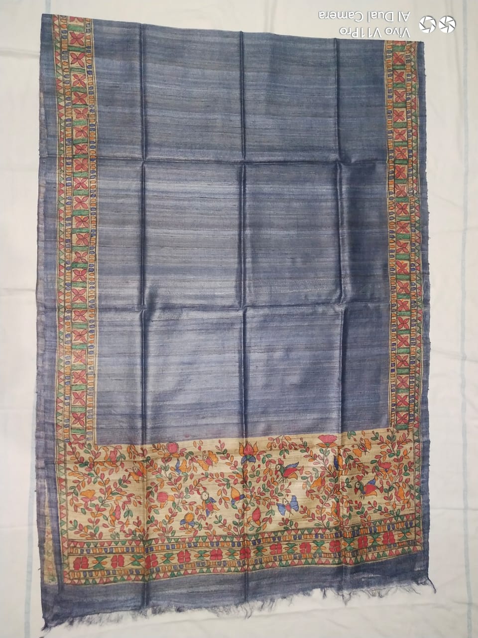 Tussar silk hand kalamkari paint dupatta SILK ZONE